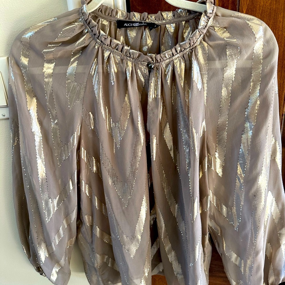 Alice & Trixie silk blouse Small, shiny Champagne Gold